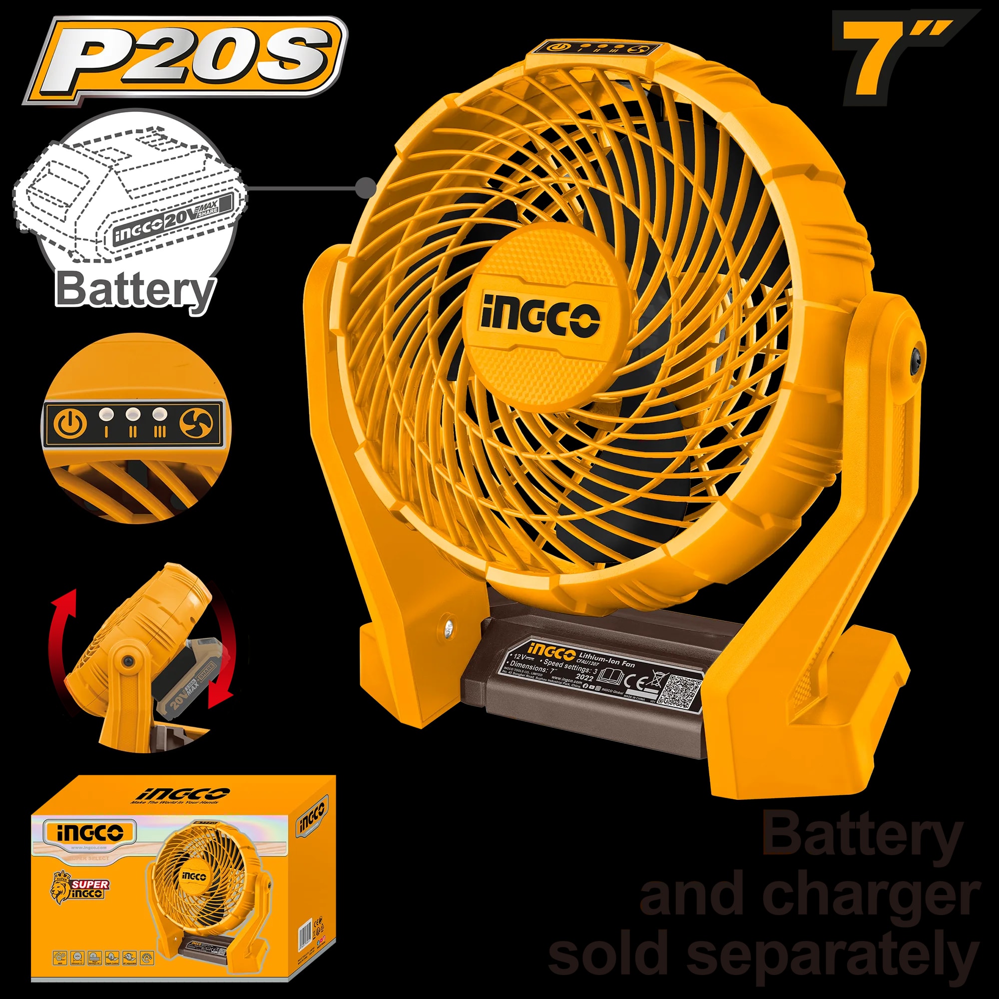 Ventilator 20V 7"