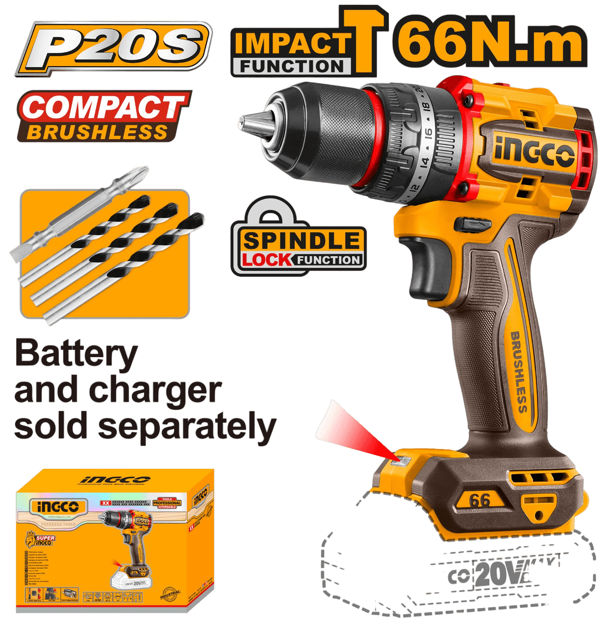 Bormasina 20V 66nm cu Impact Fara Baterie