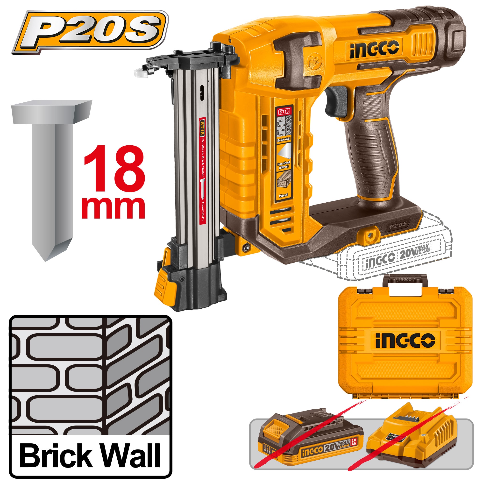 Pistol Cuie pentru Beton 18mm 20V