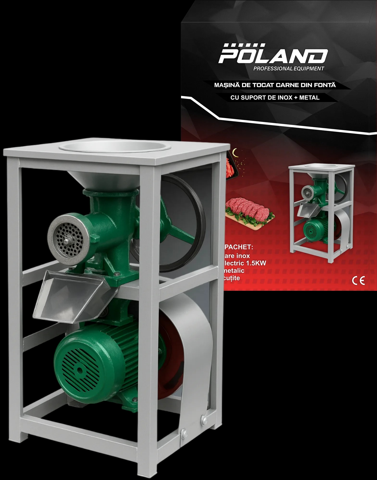 Masina Tocat Carne din Fonta cu Suport Inox + Metal (nou)