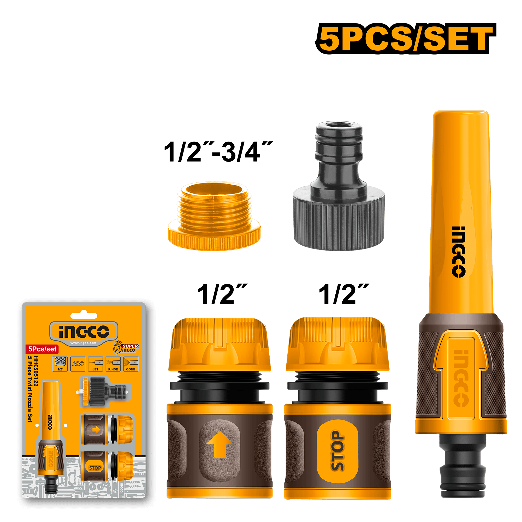 Accesori Furtun Stropit 1/2 cu Adaptor 3/4 5buc