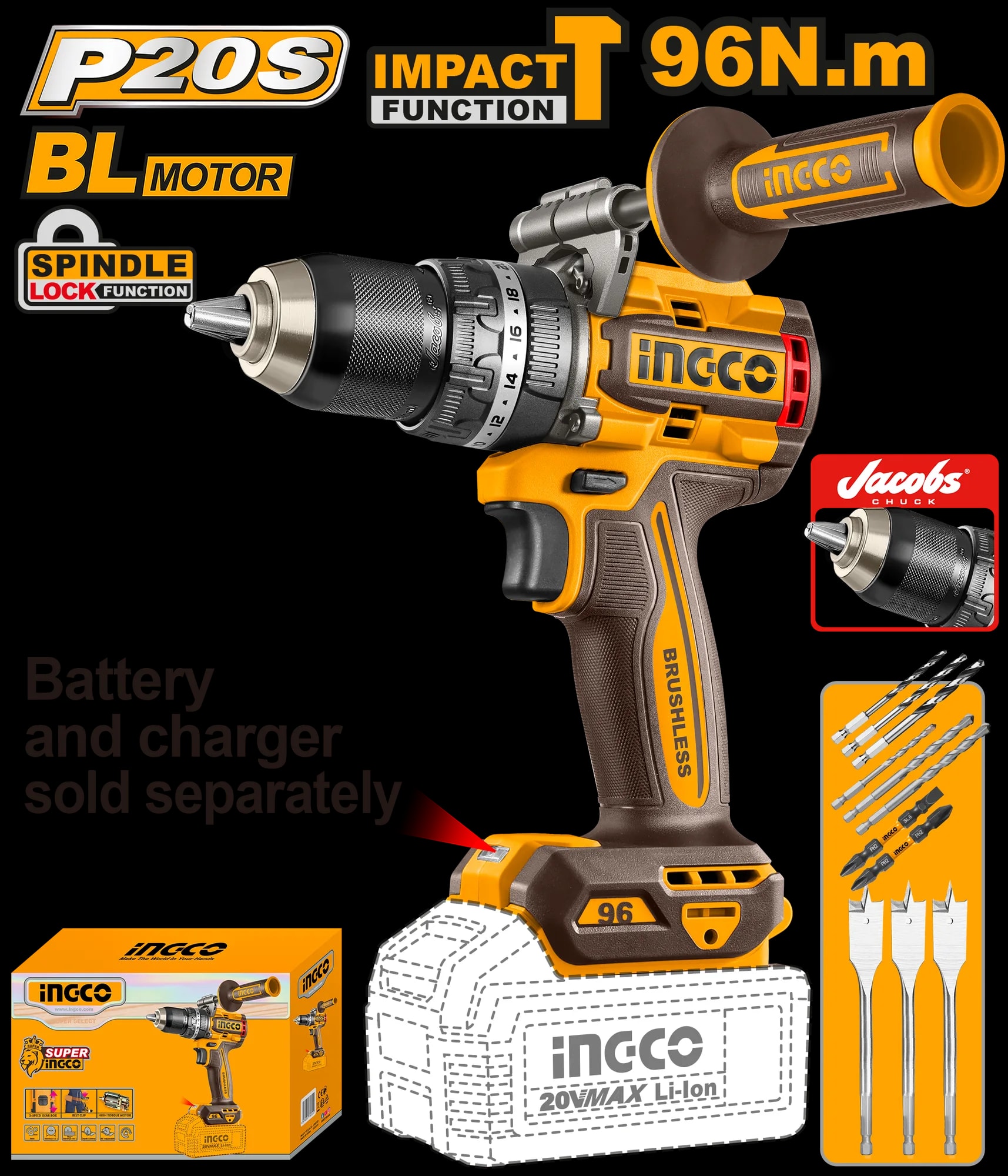 Bormasina 20V 96Nm cu Impact