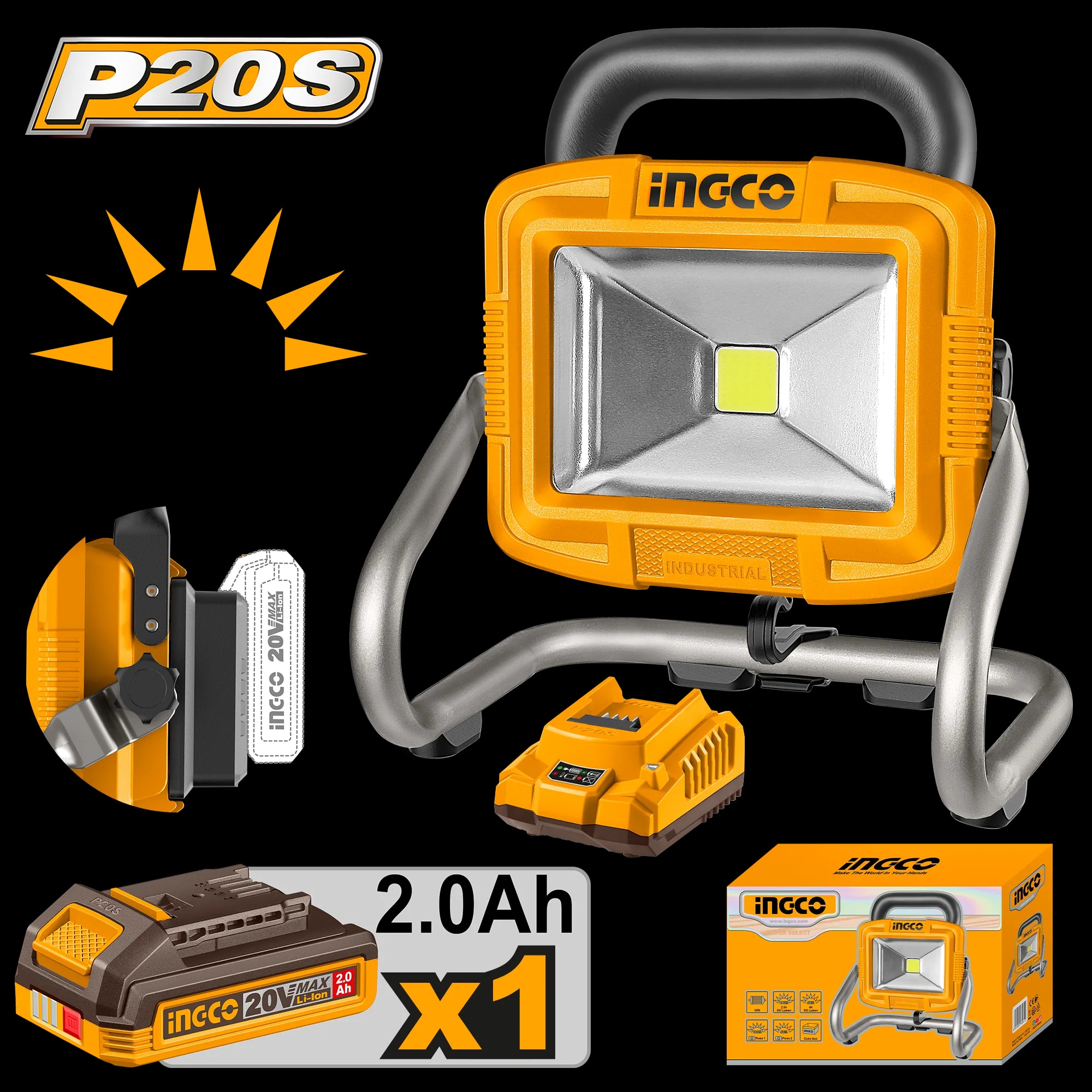Proiector Led 20V 1800 Lumeni cu Baterie