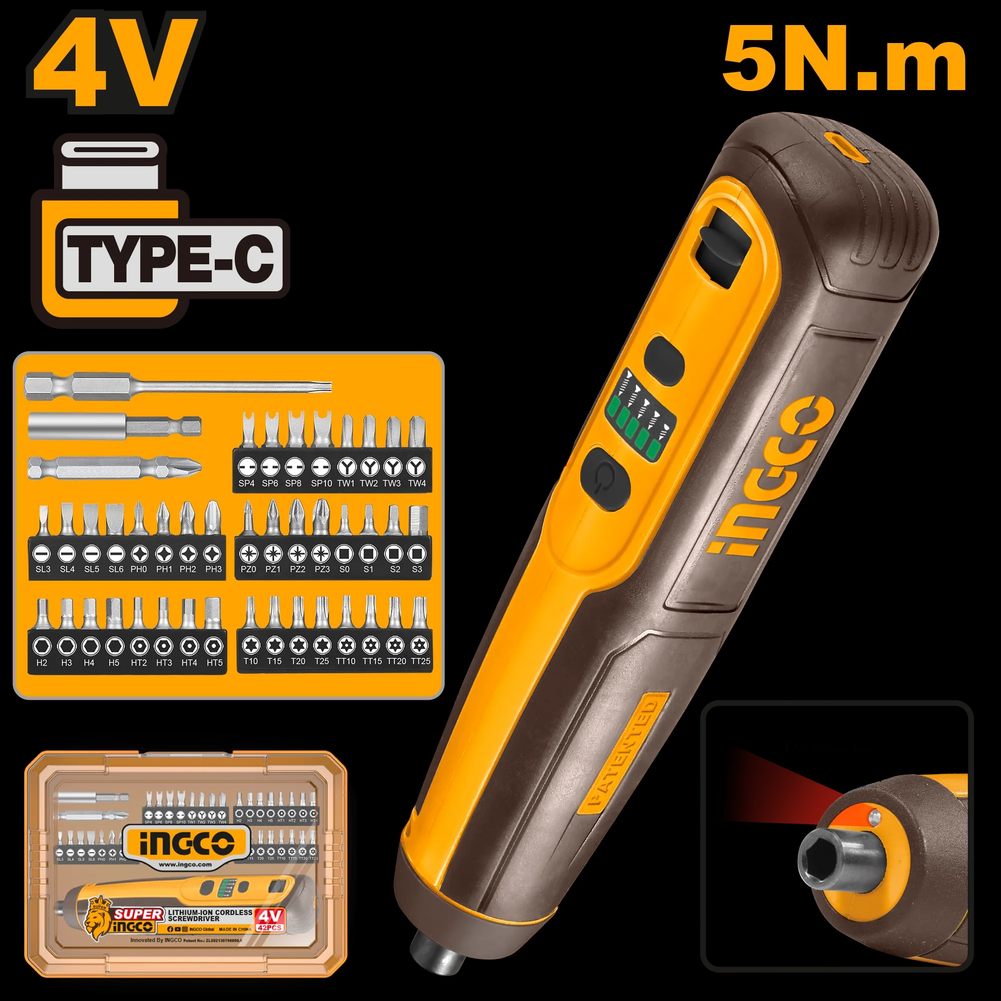 Surubelnita Electrica 4V 5Nm Set 43 Piese