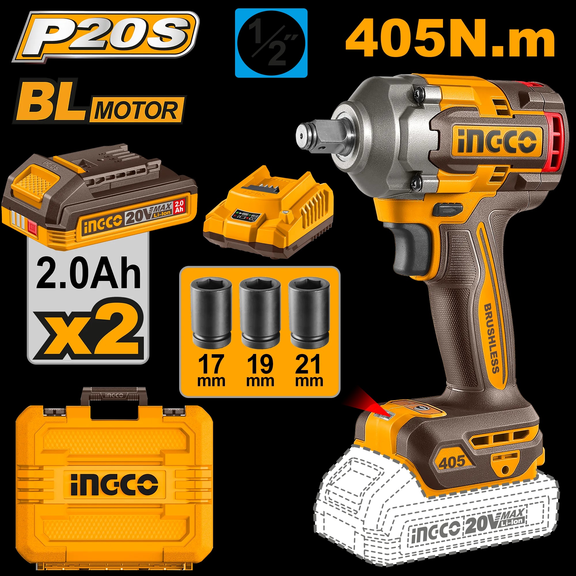 Filetanta 20V 405Nm cu Acumulatori si Incarcator