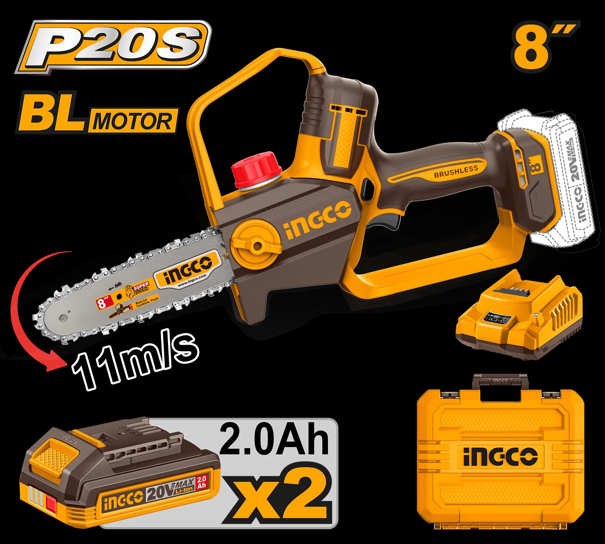 Fierastrau de Mana 20V 8" 20cm cu 2 Acumulatori