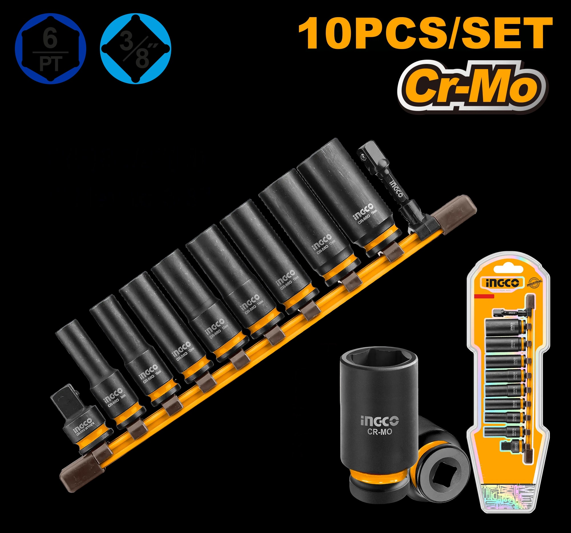 Tubulare de Impact Lungi 3/8" Set 10buc