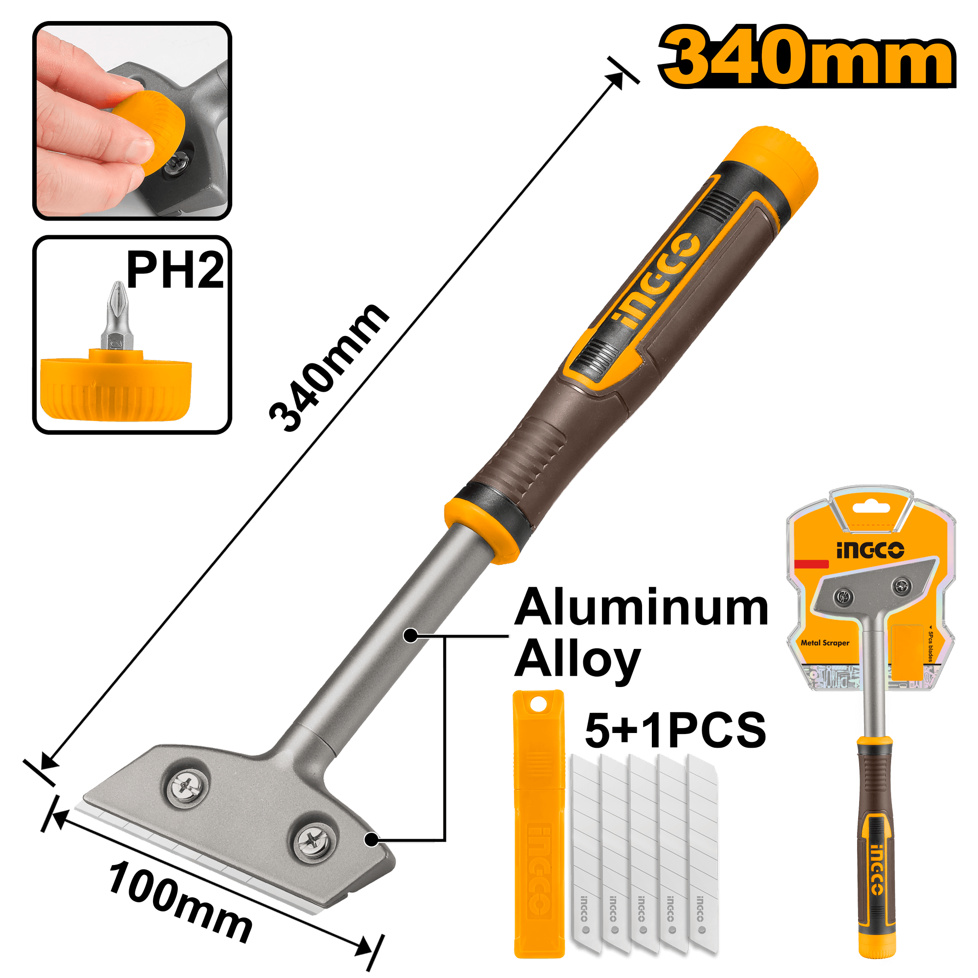 Razuitor (Spaclu cu Lama) cu Maner de Aluminiu Cauciucat 100x340mm