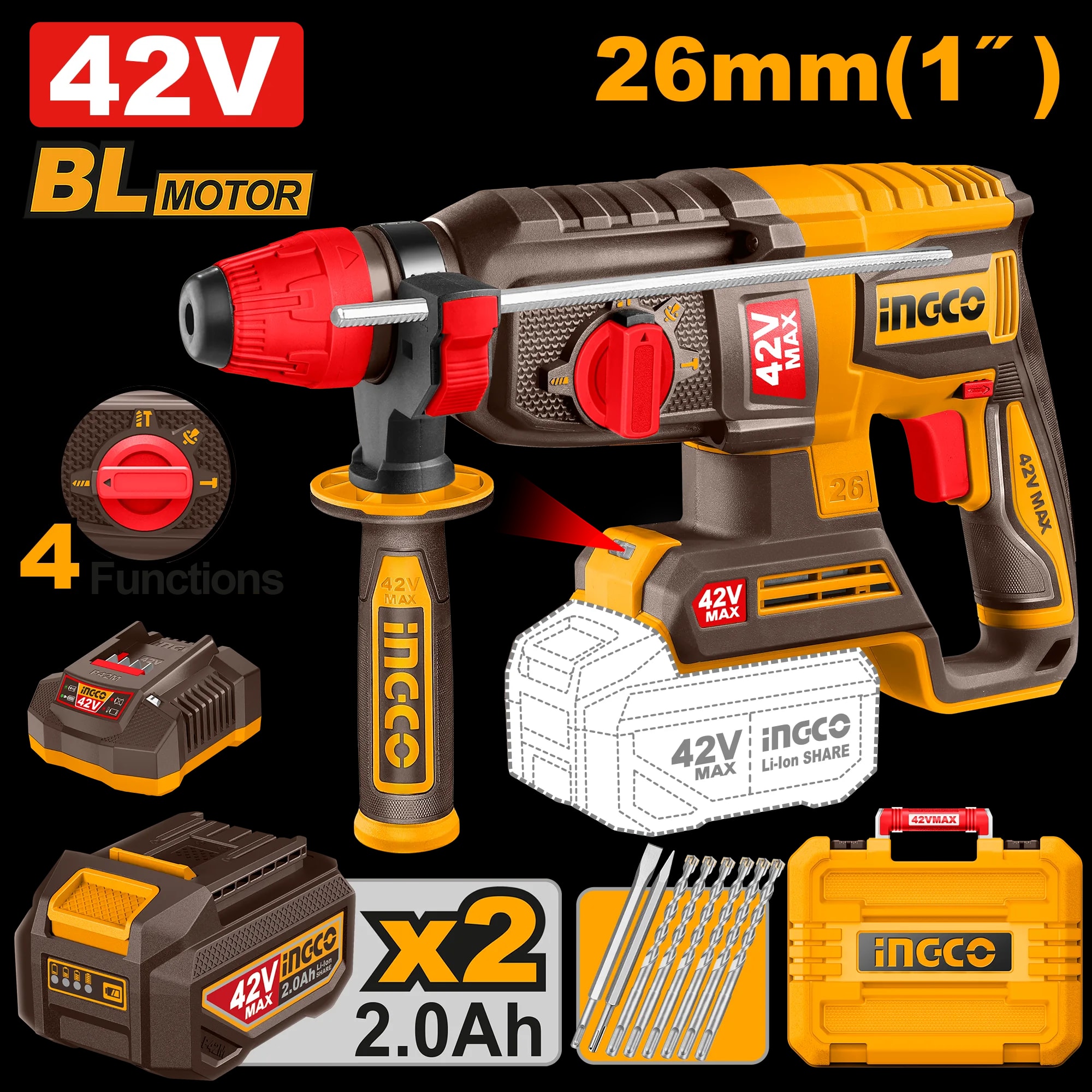 Picamer BL 42V 26mm cu 2 Acumulatori