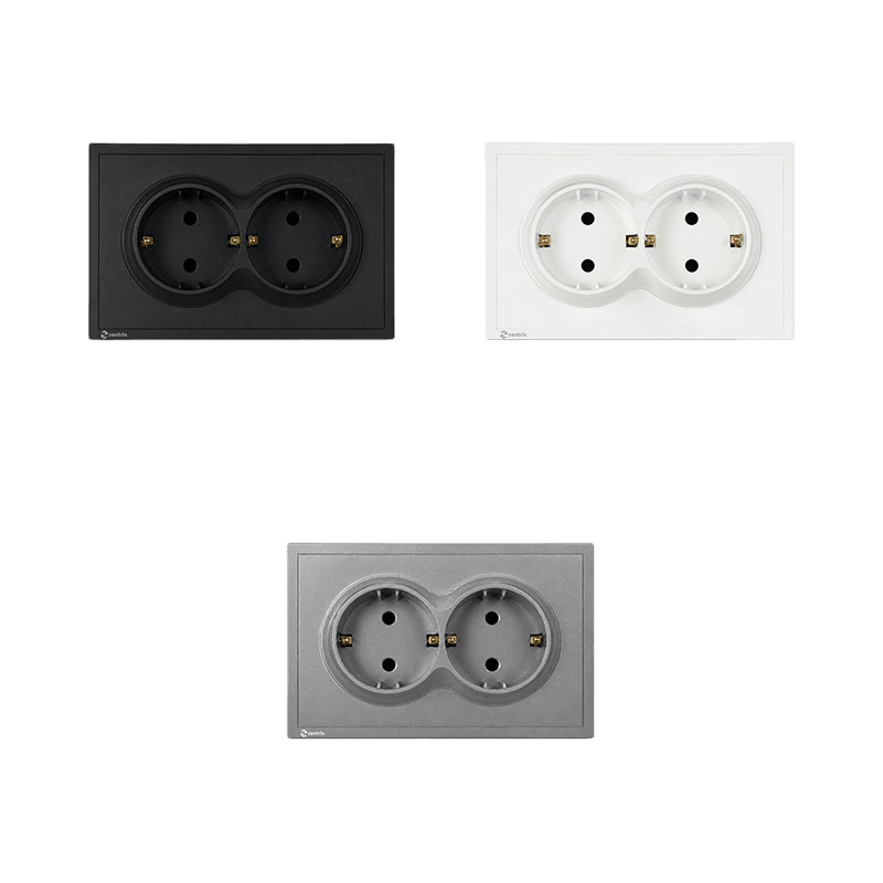 Priza dubla cu Impamantare  16A, 250V, 120 x 80 mm ALBA