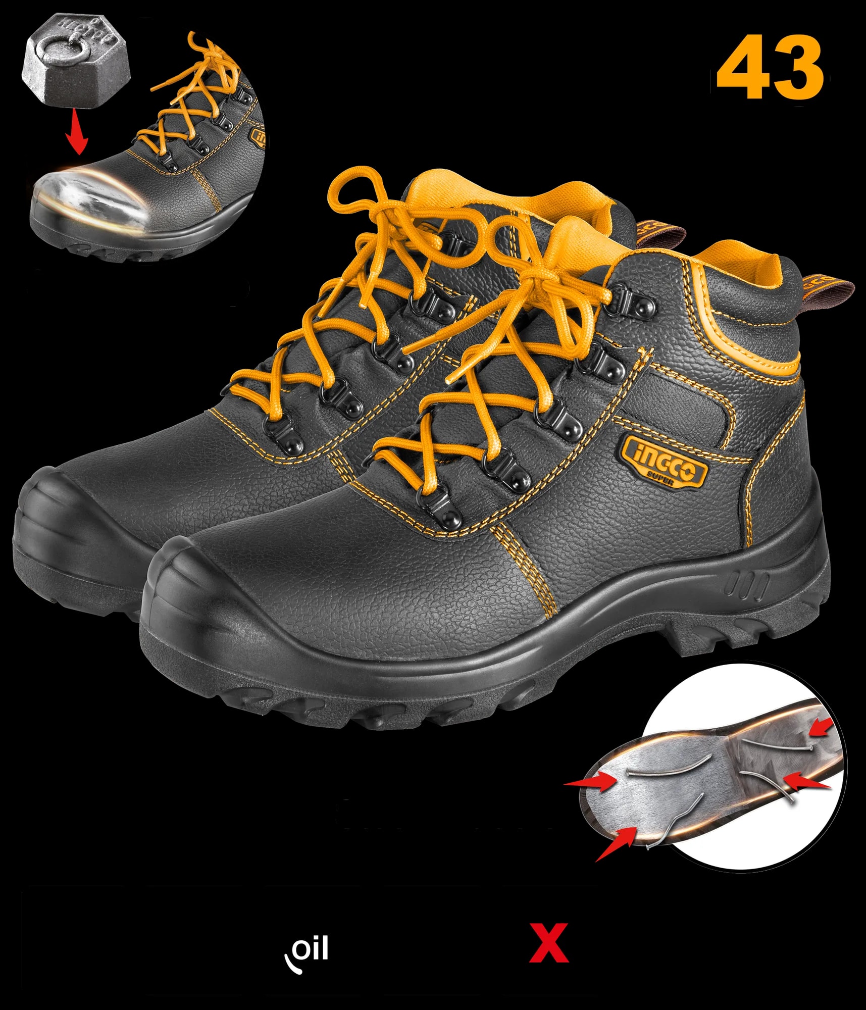 Bocanci Protectie Negri cu Varf Talpa Metalica 39